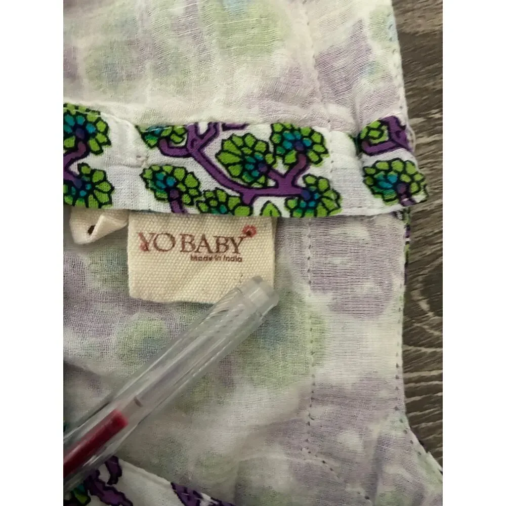 Yo Baby Girls Boho Style Colorful Dress With Smocked Neckline Size 6 Cotton
